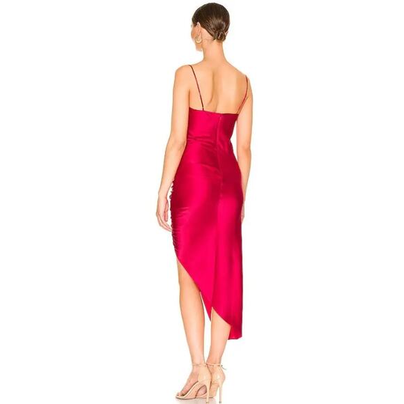 Cinq a Sept 100% Silk Emilia Dress Draped Spaghetti Strap Satin Crystal Midi - Picture 3 of 14